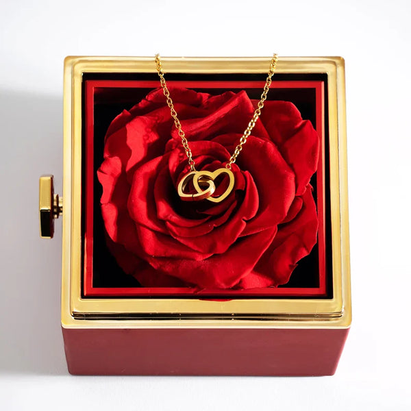 Eternal Rose Box - W/ Engraved Necklace & Real Rose